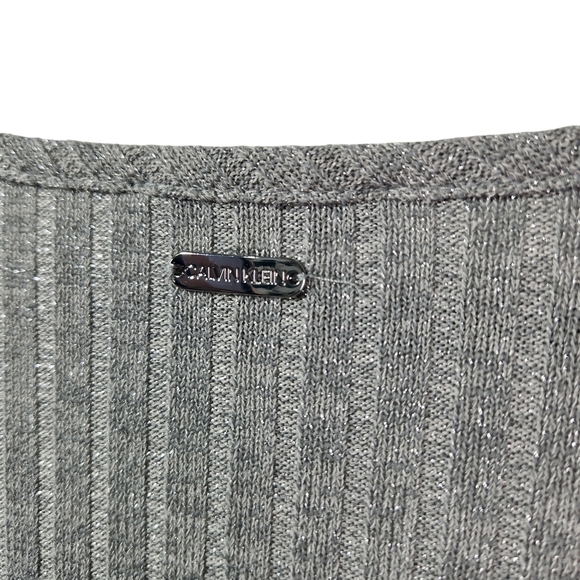 Calvin Klein Light Gray Ribbed Long Sleeve Top - Picture 8 of 14